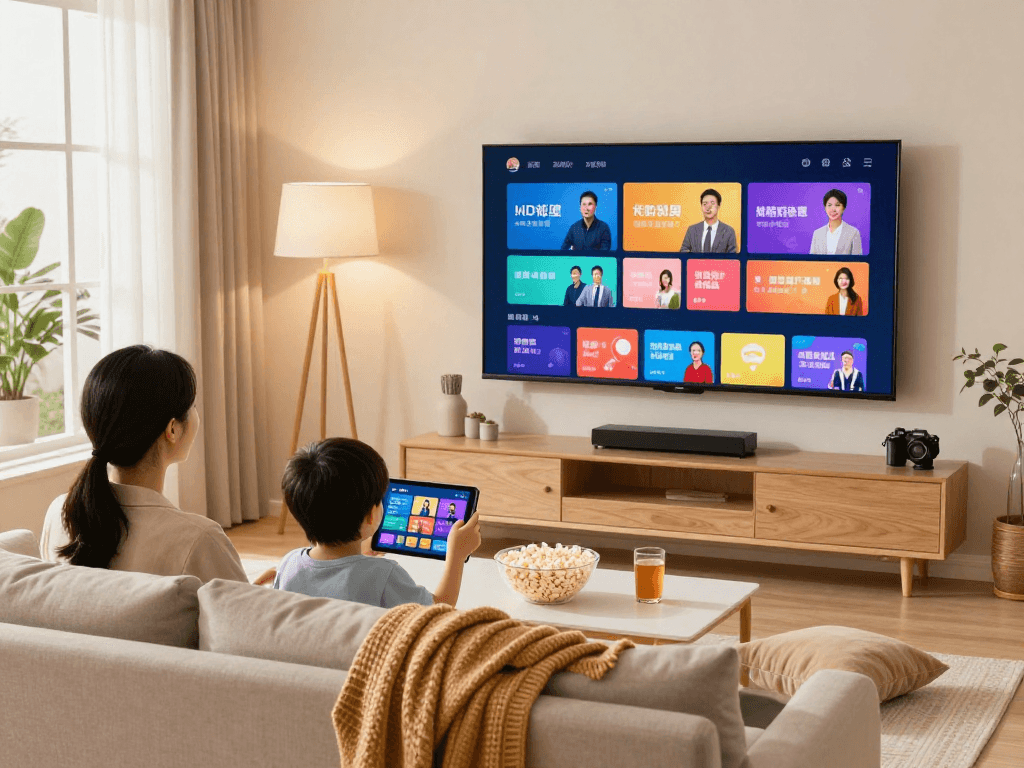 Découvrez Atlas pro avec une famille profitant d'une série sur un écran HD.