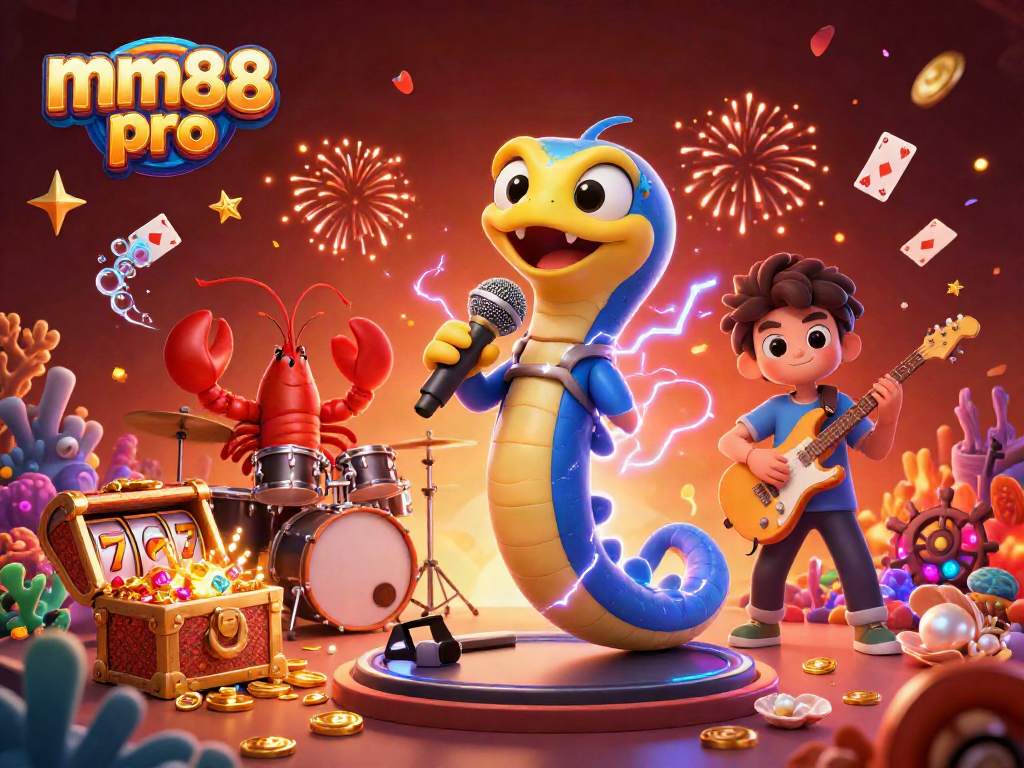 Engage in gaming excitement with mm88 pro featuring an electric eel DJ in a vibrant casino